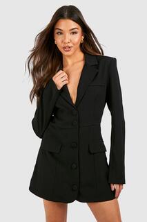 Индивидуальный пиджак с короткими рукавами и комбинезон с шортами boohoo, черный