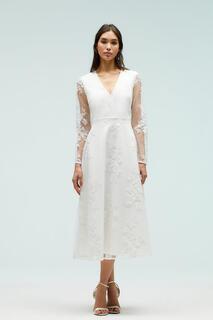 Платье миди из сетчатой ​​ткани с вышивкой Ponte Coast, белый