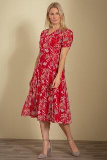 Платье миди из сетки с цветочным принтом Klass., красный Класс