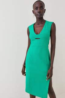 Платье миди из структурированного крепа-карандаша Karen Millen, зеленый