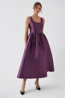 Платье миди из твила Debut London с овальным вырезом Debenhams, фиолетовый