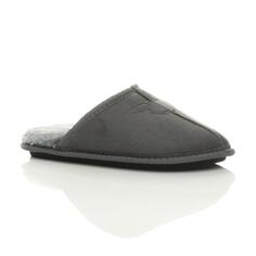 Тапочки-мюли из искусственного меха на плоском каблуке AJVANI, серый