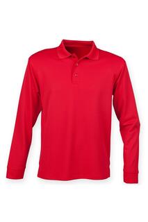 Влагоотводящая рубашка-поло с длинными рукавами Coolplus Henbury, красный
