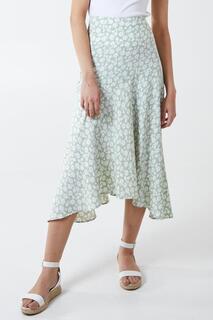 Асимметричная юбка-миди с цветочным принтом Blue Vanilla, зеленый