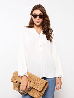 Женская блузка с круглым вырезом и длинным рукавом LCWAIKIKI Classic