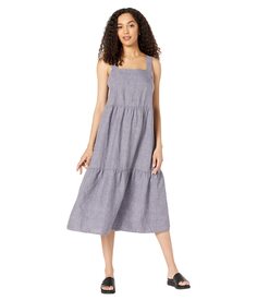 Платье Eileen Fisher, Tiered Strap Full-Length Dress in Washed Organic Linen Delave