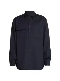 Шерстяная рубашка с заостренным воротником Jil Sander, темно-синий