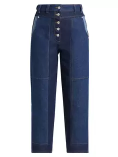 Зауженные укороченные джинсы с нашивками Farm Rio, цвет denim
