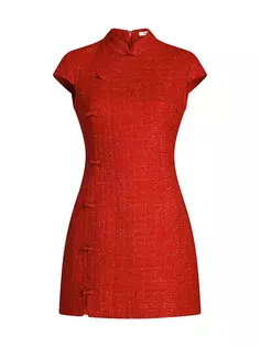 Твидовое мини-платье Natasha с короткими рукавами Sau Lee, красный