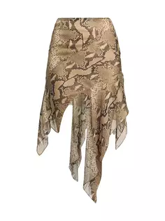 Асимметричная шелковая юбка с принтом питона Stella Mccartney, мультиколор