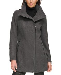 Женское полушерстяное пальто с асимметричной молнией DKNY, цвет Heather Charcoal