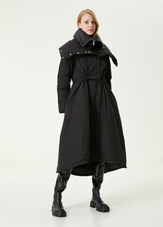 Длинное пальто-пуховик с черным воротником Beymen