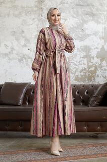 Платье-хиджаб Elvira с узором и рукавами Mevlana - Фуксия InStyle, розовый