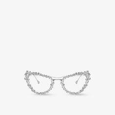 SK7011 металлические оптические очки «кошачий глаз», украшенные драгоценными камнями Swarovski, серебряный