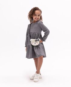 Трикотажное платье с длинными рукавами и сумкой для маленьких девочек Rare Editions, черный