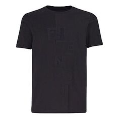 Футболка Men&apos;s FENDI Splicing Alphabet Logo Loose Round Neck Short Sleeve Black T-Shirt, черный