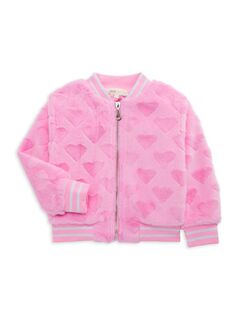 Куртка-бомбер из искусственного меха в форме сердца маленькой девочки Baby Sara, розовый