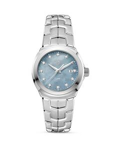 Link Кварцевые женские серо-синие часы из стали, 32 мм TAG Heuer, цвет Silver