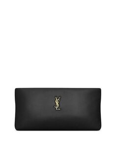 Длинный клатч Calypso из кожи ягненка Saint Laurent, цвет Black