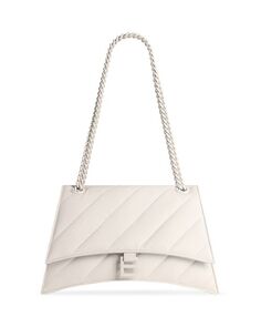 Стеганая кожаная мини-сумка на плечо Crush с цепочкой Balenciaga, цвет Ivory/Cream