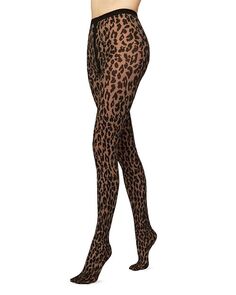 Матовые колготки с леопардовым принтом Wolford, цвет Black