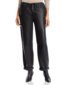 Кожаные брюки Joanni до щиколотки с завязками By Malene Birger, цвет Black