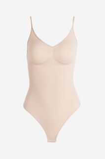 Боди H&amp;M Stretchy and Sculpting Firm Shape Thong, светло-бежевый H&M