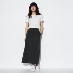 Ультраэластичная длинная юбка AIRism (стандартная длина 88,5-92,5см) UNIQLO, черный