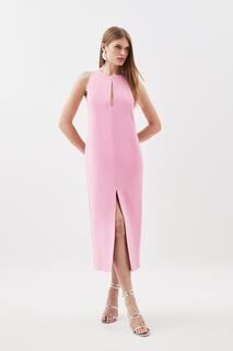 Компактное эластичное чистое платье миди без рукавов Karen Millen, розовый