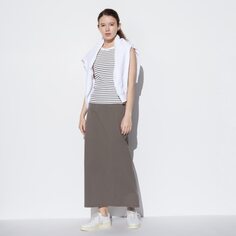 Ультраэластичная длинная юбка AIRism (стандартная длина 88,5-92,5см) UNIQLO, коричневый