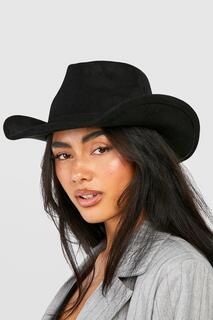 Ковбойская шляпа-федора с изогнутыми краями boohoo, черный