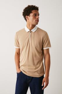 Жаккардовая рубашка-поло больших размеров с короткими рукавами и воротником-молнией Burton, белый