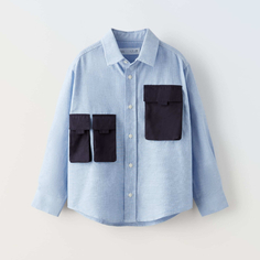 Рубашка Zara Multi-pocket, синий