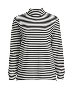 Женская футболка Super T с длинными рукавами Lands&apos; End, цвет Black even stripe