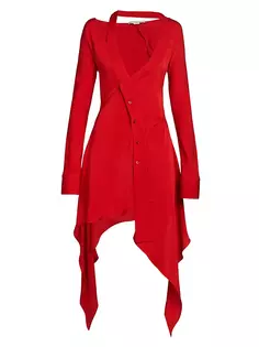 Асимметричное платье-миди с длинными рукавами Stella Mccartney, красный