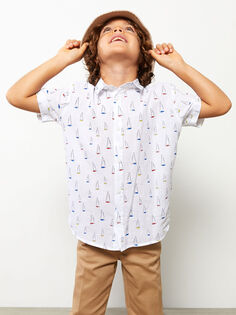 Рубашка для мальчика с короткими рукавами и рисунком LCW Kids