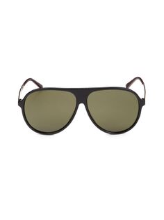 Солнцезащитные очки-авиаторы 61MM Gucci, цвет Black Gold