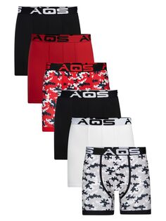 Набор из 6 трусов-боксеров с камуфляжным принтом в ассортименте Aqs, цвет Red Multi