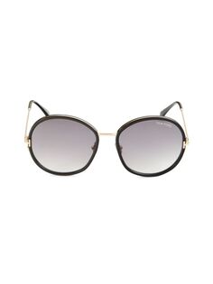 Круглые солнцезащитные очки 58MM Tom Ford, цвет Black Grey