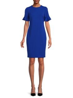 Мини-платье-футляр с рукавами колокол Calvin Klein, цвет Regatta