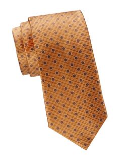 Шелковый галстук в горошек Brioni, оранжевый