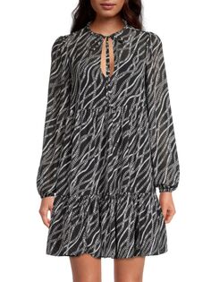 Мини-платье с цепочным принтом Michael Kors, цвет Black Multi