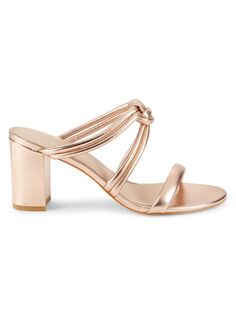 Кожаные сандалии на блочном каблуке с закрученным узлом Stuart Weitzman, цвет Rose Gold