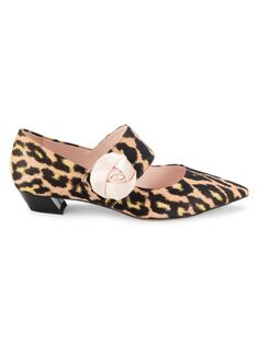 Туфли на каблуке с леопардовым принтом Roger Vivier, цвет Black Multicolor