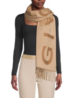 Шерстяной шарф с бахромой Givenchy, бежевый