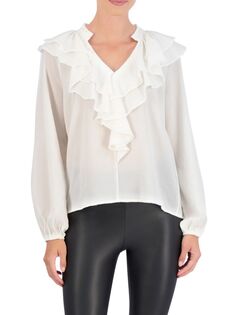 Блузка из крепа с V-образным вырезом «Водопад» Ookie &amp; Lala, белый