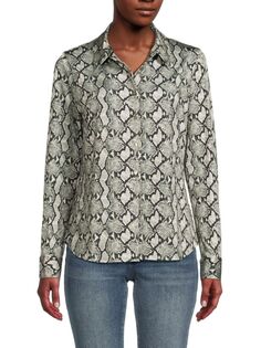 Рубашка Harmony со змеиным принтом L&apos;Agence, цвет Sage Multi Lagence