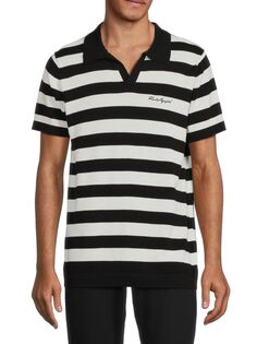 Полосатая трикотажная рубашка-поло Karl Lagerfeld Paris, цвет Black White