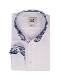 Жаккардовая классическая рубашка с цветочной отделкой Elie Balleh, белый