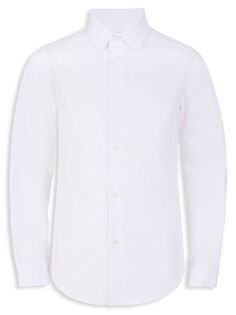 Классическая рубашка из эластичного поплина для мальчиков с пуговицами спереди Calvin Klein, белый